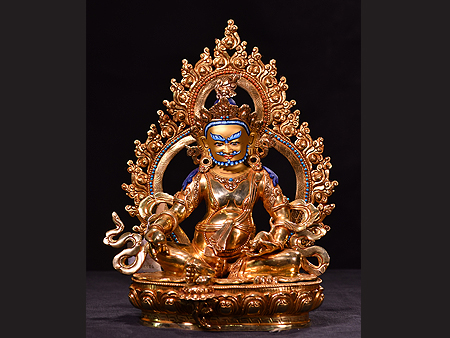 尼泊尔佛像黄财神背光36cm