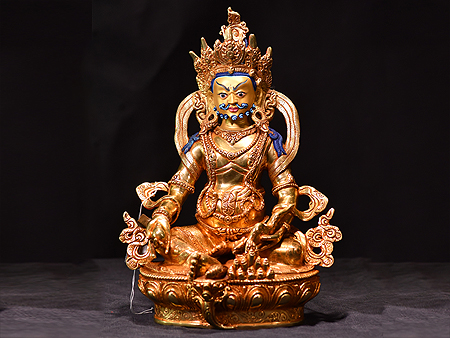 尼泊尔佛像黄财神鎏金33cm
