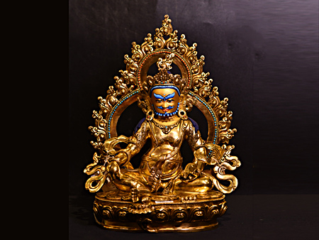 尼泊尔佛像黄财神鎏金36cm