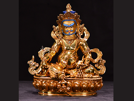 尼泊尔佛像黄财神鎏金36cm