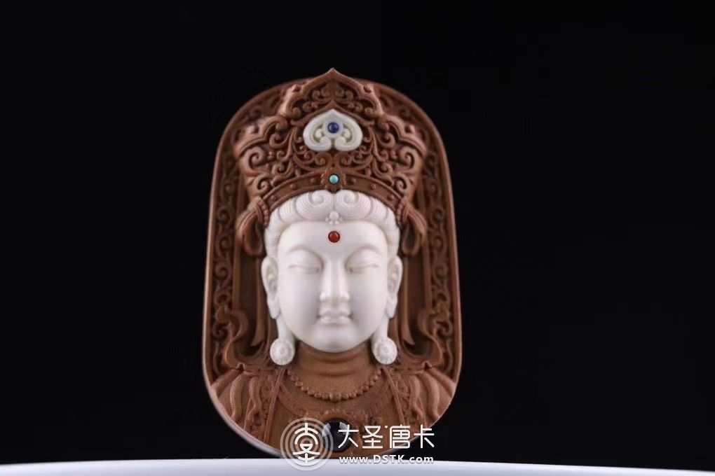 檀香加猛犸牙观音佛牌
