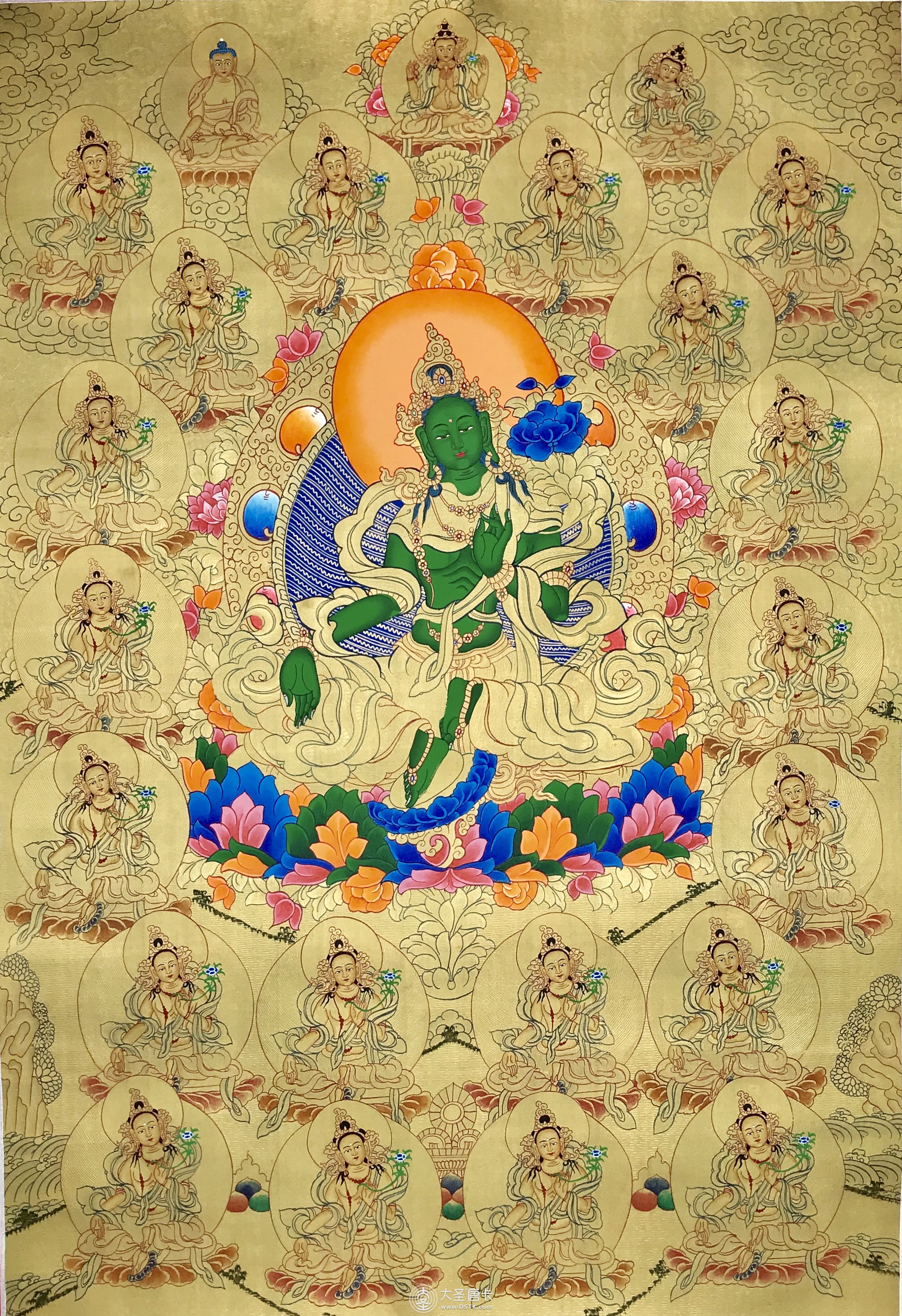 尼泊尔金唐二十一度母80-60cm