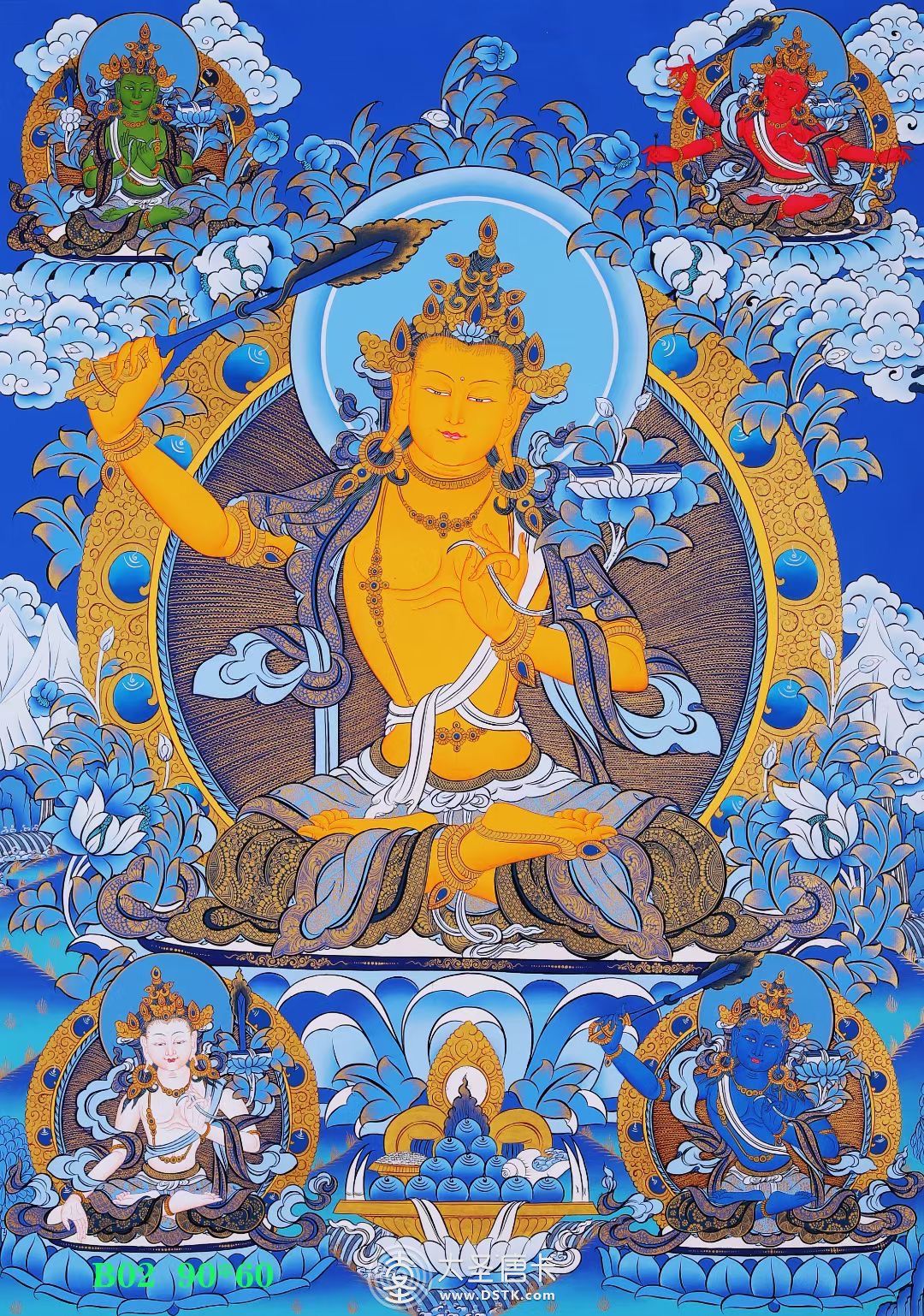尼泊尔蓝唐文殊菩萨90-60cm