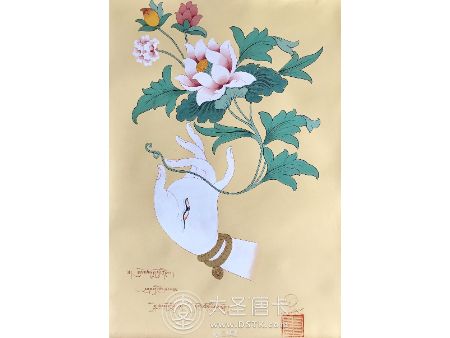西藏唐卡长寿花80-65cm