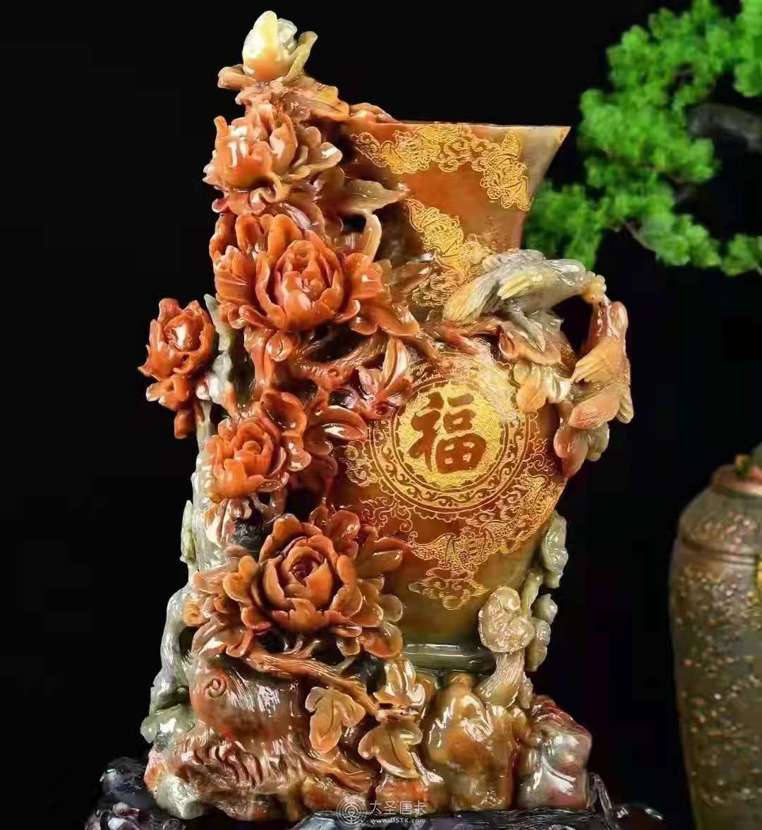 寿山石花瓶作品39-26-67cm